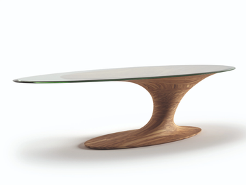 URAGANO - Oval wood and glass dining table by Natuzzi Italia - view 2